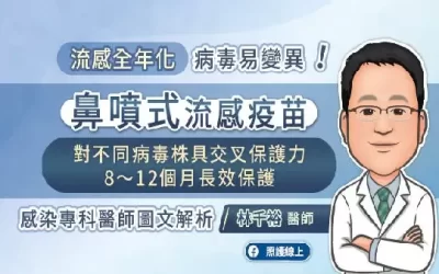 流感全年化 病毒易變異 鼻噴式流感疫苗 對不同病毒株具交叉保護力