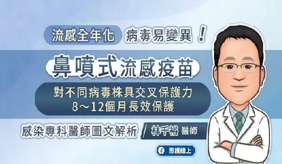 流感全年化 病毒易變異 鼻噴式流感疫苗 對不同病毒株具交叉保護力